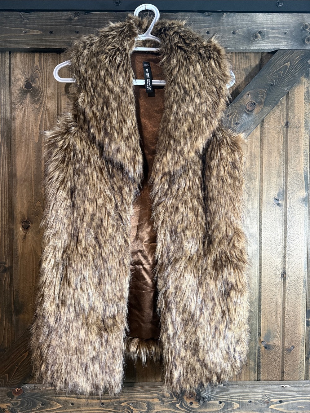 Design Lab Lord & Taylor Faux Fur Brown Vest